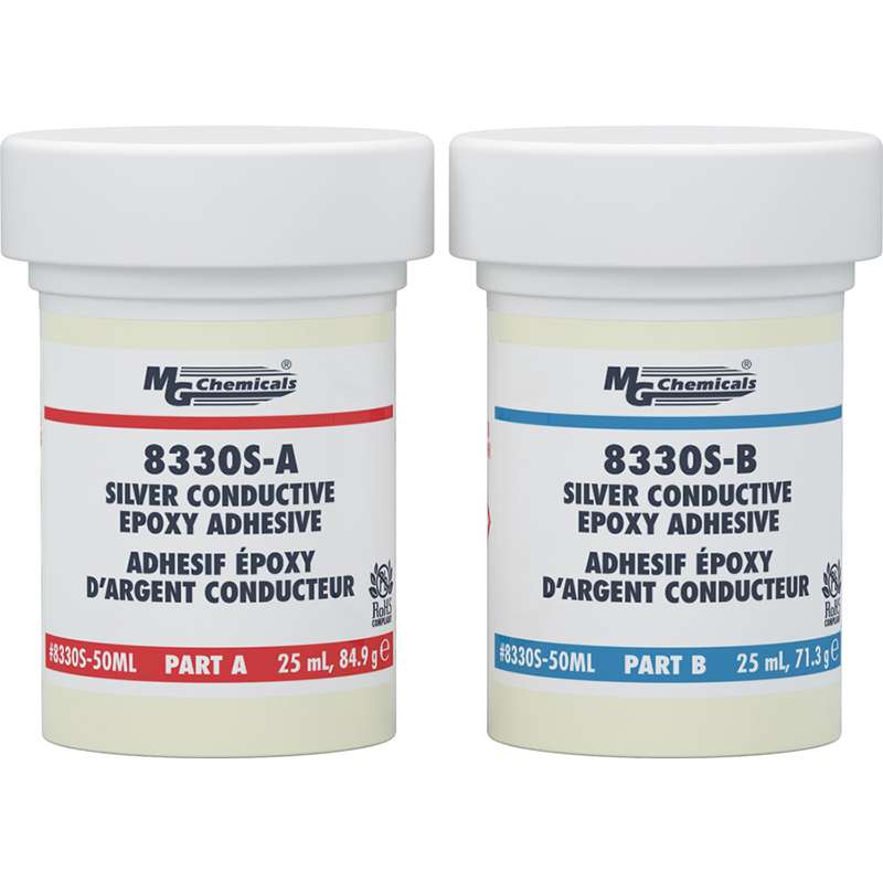 Adhesive, Electrically Conductive Epoxy, Extreme Conductivity, Silver, 50mL, 2 Jar Kit